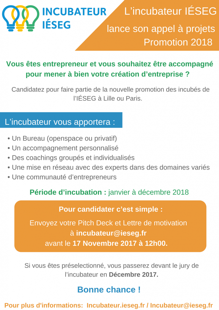 Appel à projets incubateur 2018